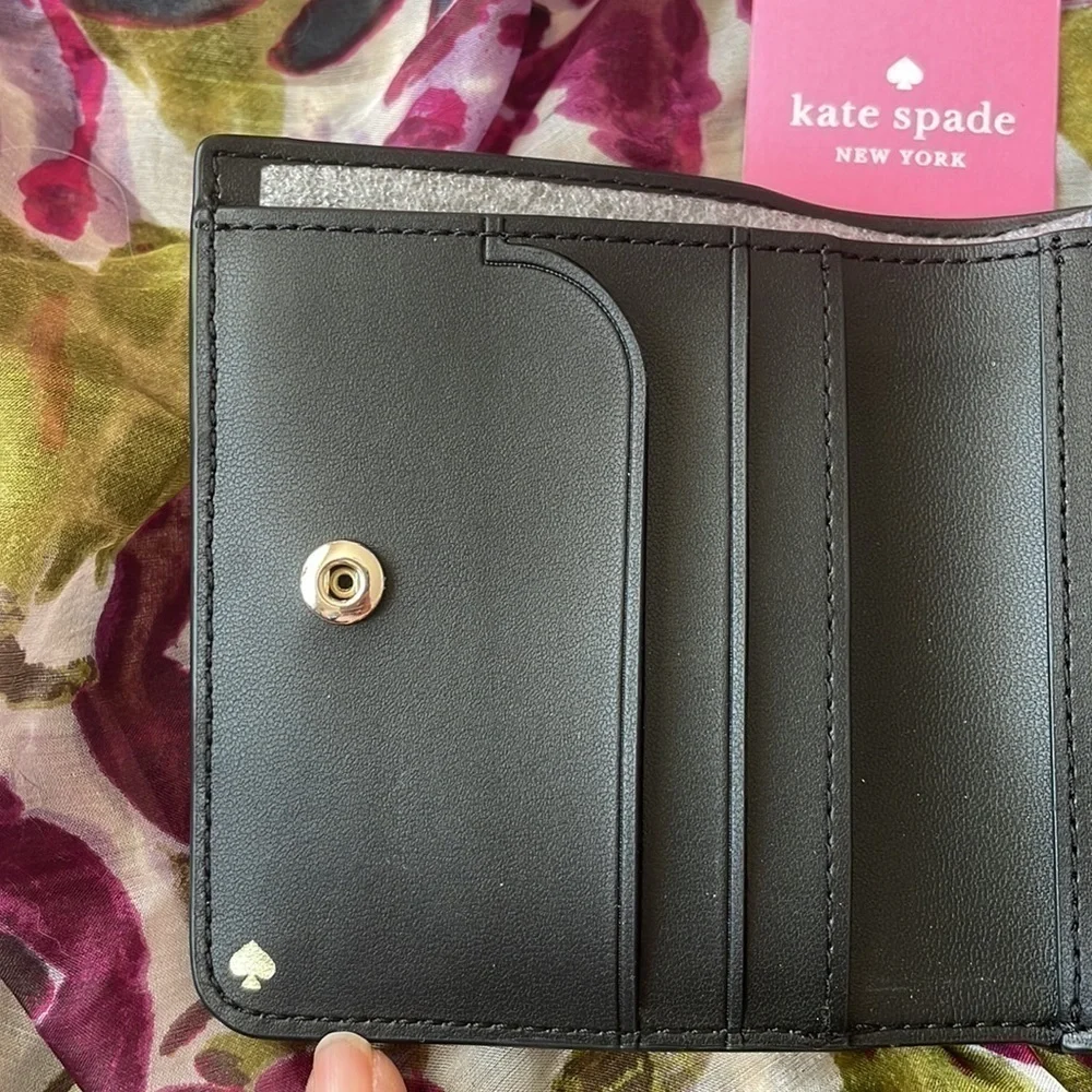 Brand New Kate Spade Genuine Saffiano Leather Black L-Zip Bifold Cameron Wallet
